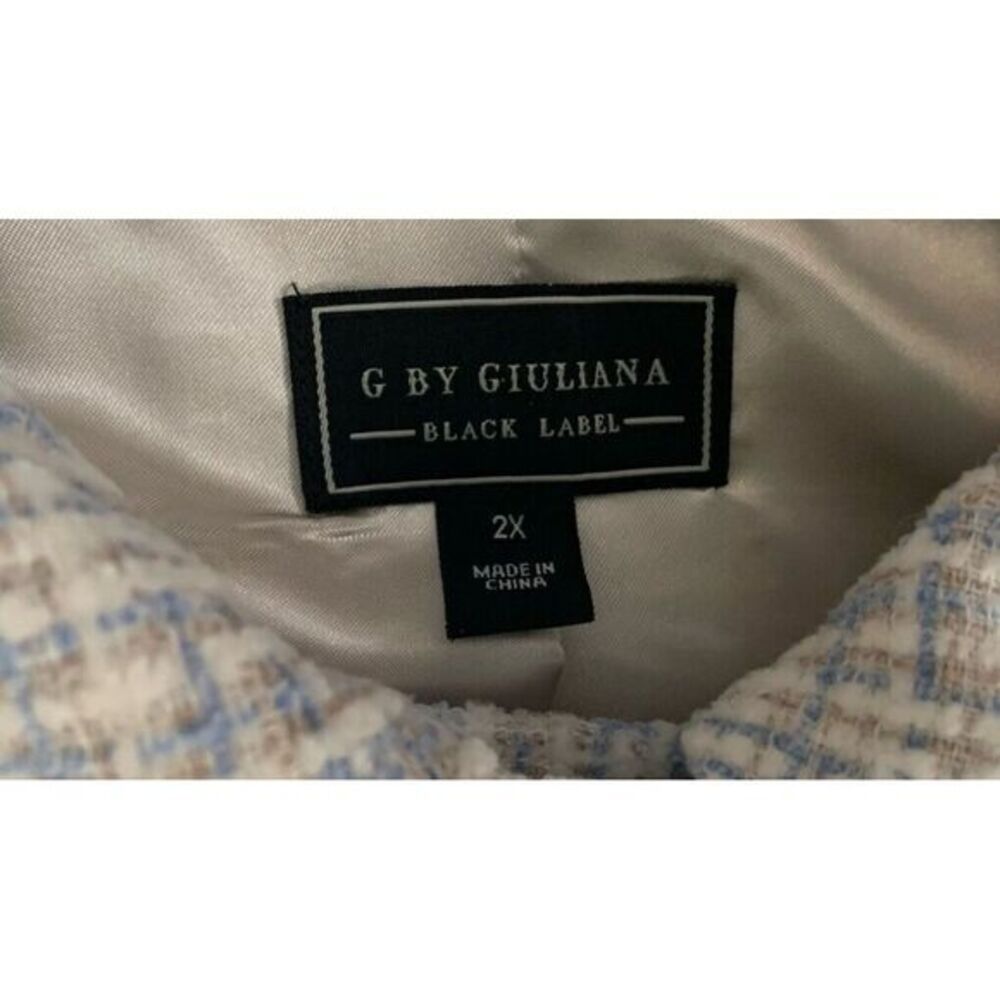G by Giuliana Black Label Chenille Tweed Moto Women's Jacket 2X Blue White‎ Soft - Picture 5 of 8
